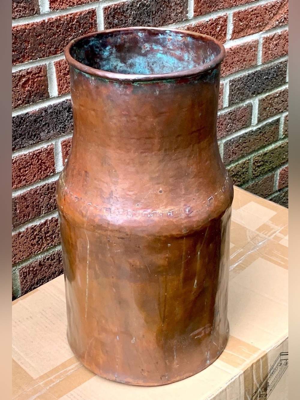 18th Century Antique Hammered Copper Brass Water Pitcher Vase Urn Jug - Picture 16 of 16